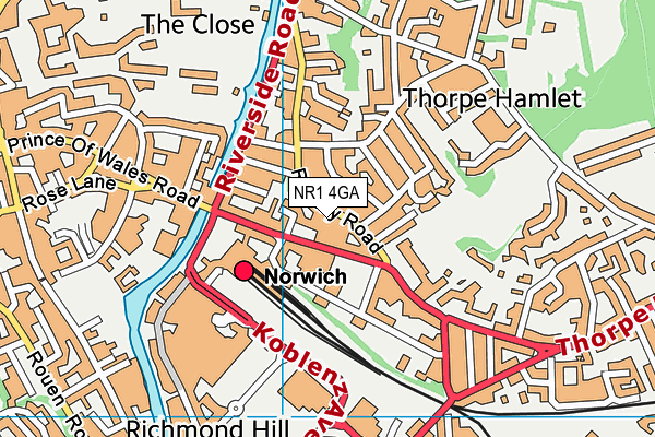 NR1 4GA map - OS VectorMap District (Ordnance Survey)