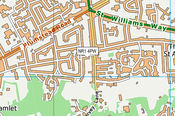 NR1 4PW map - OS VectorMap District (Ordnance Survey)