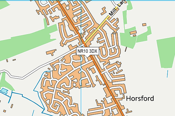 NR10 3DX map - OS VectorMap District (Ordnance Survey)