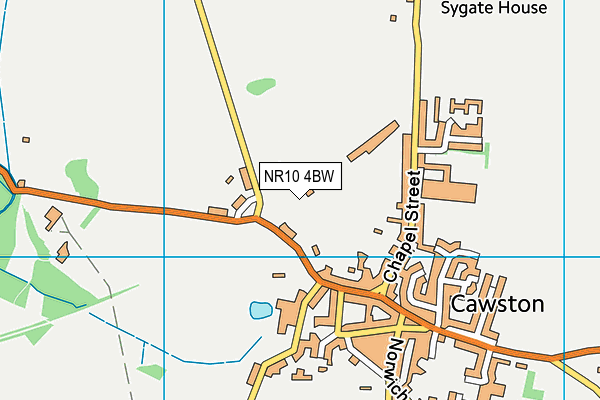Cawston Village Hall map (NR10 4BW) - OS VectorMap District (Ordnance Survey)