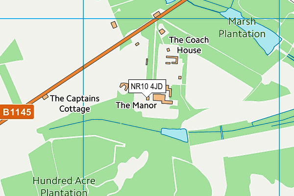 Cawston College (Closed) map (NR10 4JD) - OS VectorMap District (Ordnance Survey)