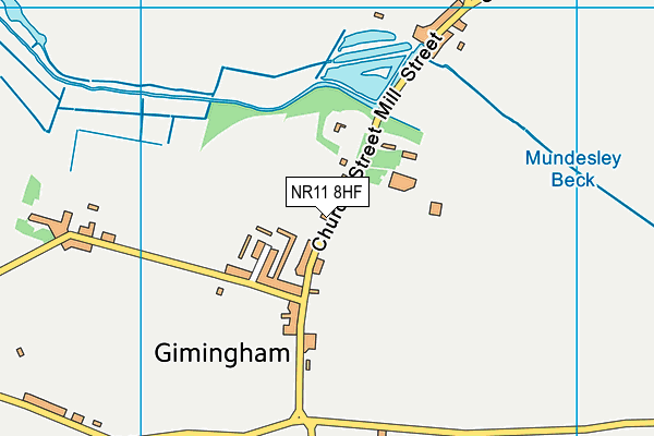 Gimingham Village Hall map (NR11 8HF) - OS VectorMap District (Ordnance Survey)