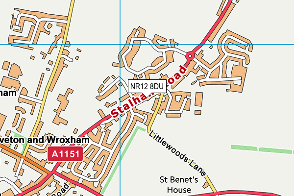 Hoveton Village Hall map (NR12 8DU) - OS VectorMap District (Ordnance Survey)