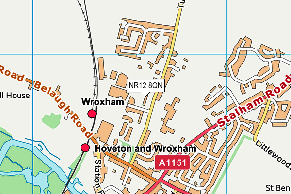 Broadland High School map (NR12 8QN) - OS VectorMap District (Ordnance Survey)