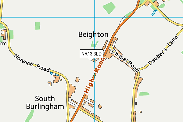 Beighton Village Hall (Closed) map (NR13 3LD) - OS VectorMap District (Ordnance Survey)