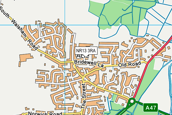 Acle War Memorial Recreation Centre map (NR13 3RA) - OS VectorMap District (Ordnance Survey)