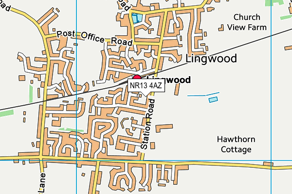 Lingwood Village Hall & Playing Field map (NR13 4AZ) - OS VectorMap District (Ordnance Survey)