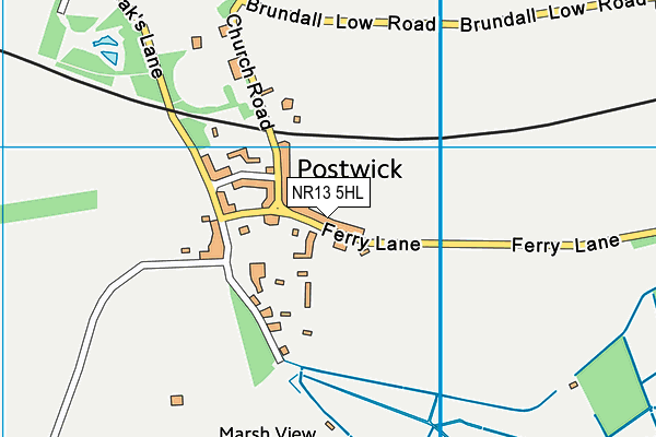 Postwick Village Hall & Social Club map (NR13 5HL) - OS VectorMap District (Ordnance Survey)