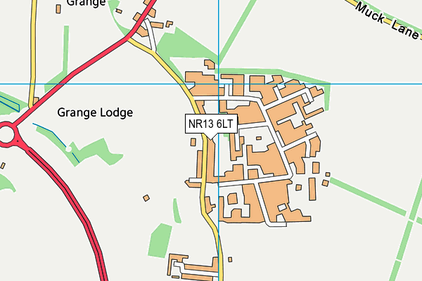 Rackheath Playing Fields map (NR13 6LT) - OS VectorMap District (Ordnance Survey)