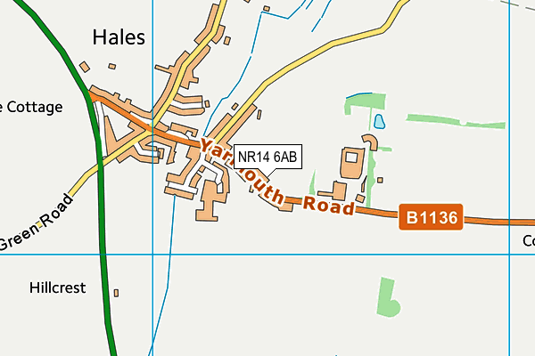 NR14 6AB map - OS VectorMap District (Ordnance Survey)