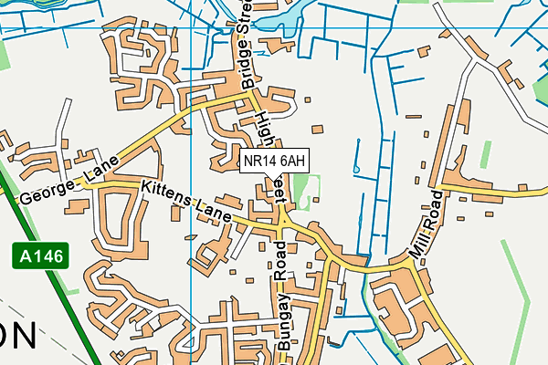NR14 6AH map - OS VectorMap District (Ordnance Survey)