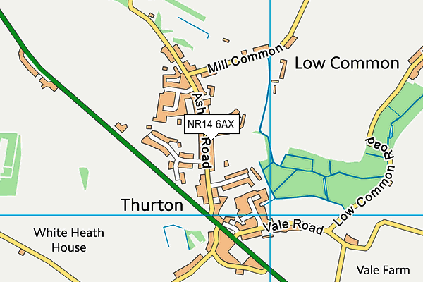 Thurton Playing Field map (NR14 6AX) - OS VectorMap District (Ordnance Survey)