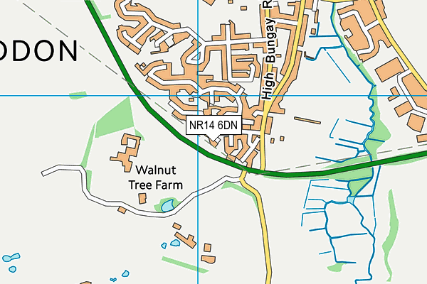 NR14 6DN map - OS VectorMap District (Ordnance Survey)
