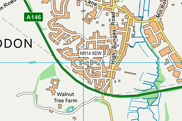 NR14 6DW map - OS VectorMap District (Ordnance Survey)