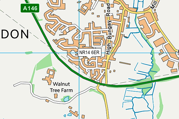 NR14 6ER map - OS VectorMap District (Ordnance Survey)
