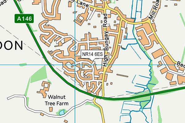 NR14 6ES map - OS VectorMap District (Ordnance Survey)