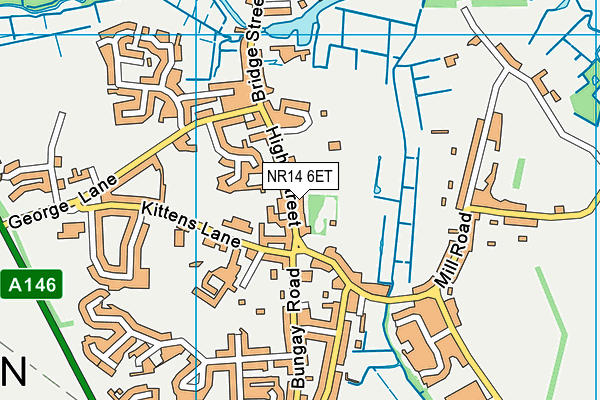 NR14 6ET map - OS VectorMap District (Ordnance Survey)
