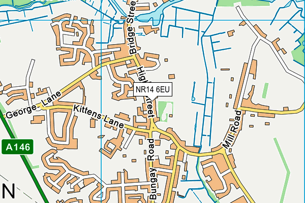 NR14 6EU map - OS VectorMap District (Ordnance Survey)