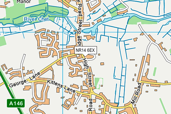 NR14 6EX map - OS VectorMap District (Ordnance Survey)