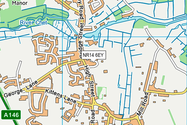 NR14 6EY map - OS VectorMap District (Ordnance Survey)