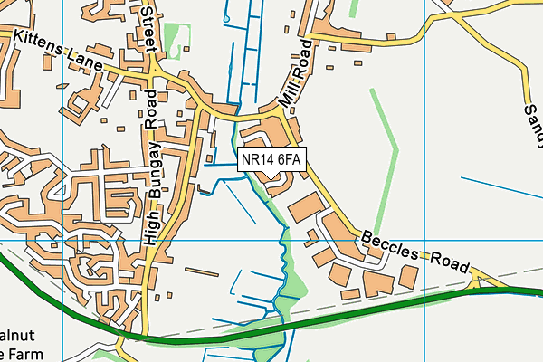 NR14 6FA map - OS VectorMap District (Ordnance Survey)