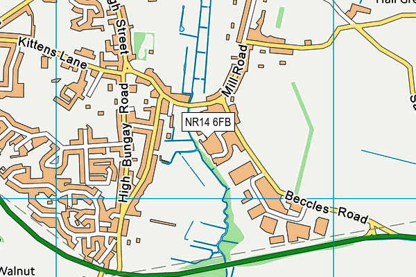 NR14 6FB map - OS VectorMap District (Ordnance Survey)