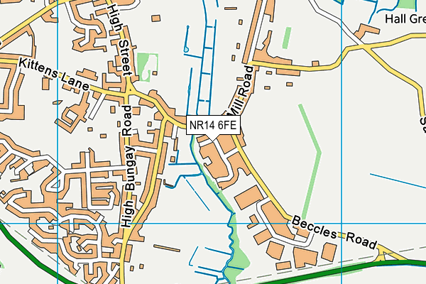 NR14 6FE map - OS VectorMap District (Ordnance Survey)