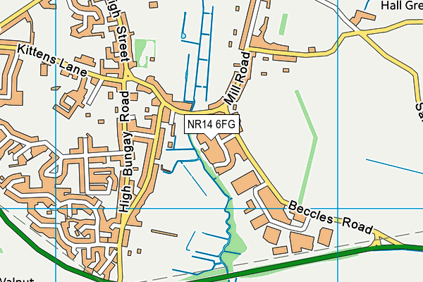 NR14 6FG map - OS VectorMap District (Ordnance Survey)