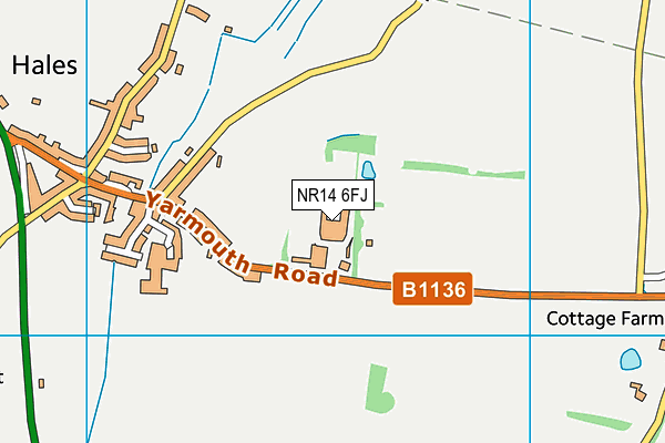 NR14 6FJ map - OS VectorMap District (Ordnance Survey)