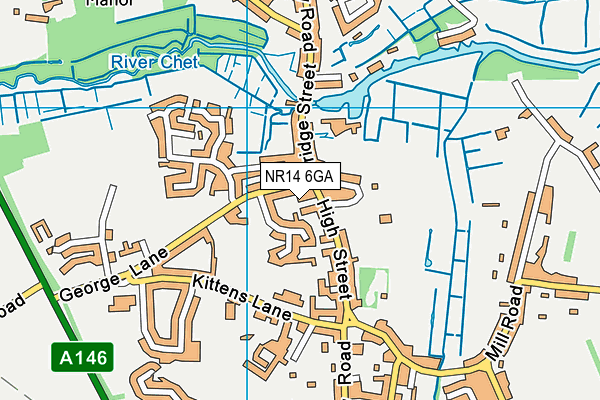 NR14 6GA map - OS VectorMap District (Ordnance Survey)