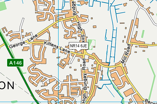 NR14 6JE map - OS VectorMap District (Ordnance Survey)