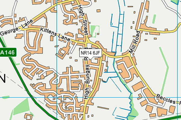 NR14 6JF map - OS VectorMap District (Ordnance Survey)