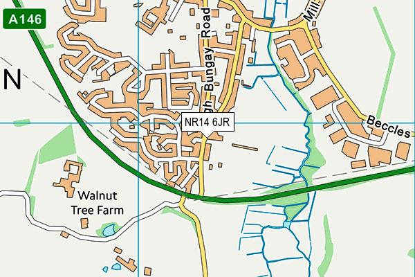 NR14 6JR map - OS VectorMap District (Ordnance Survey)
