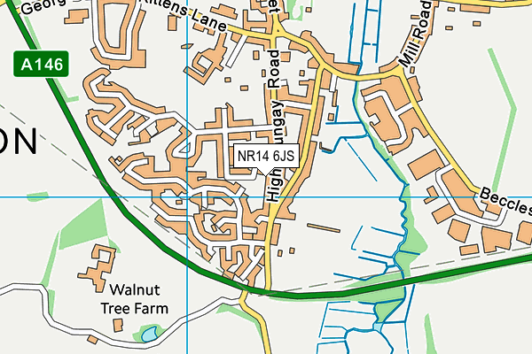 NR14 6JS map - OS VectorMap District (Ordnance Survey)