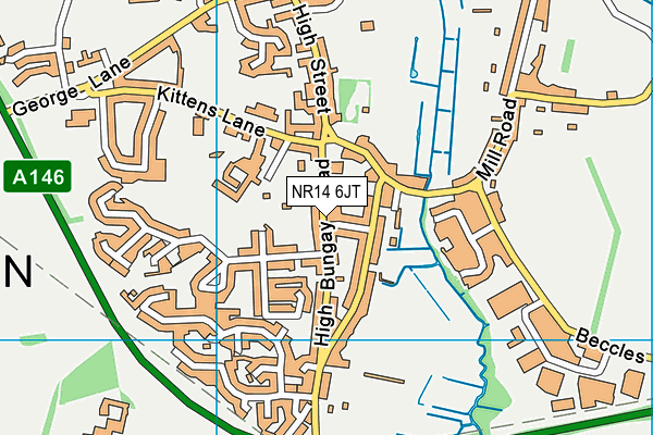 NR14 6JT map - OS VectorMap District (Ordnance Survey)