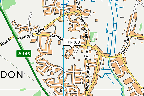 Hobart High School map (NR14 6JU) - OS VectorMap District (Ordnance Survey)