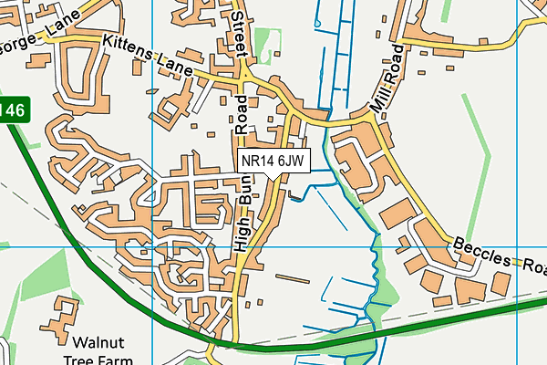 NR14 6JW map - OS VectorMap District (Ordnance Survey)