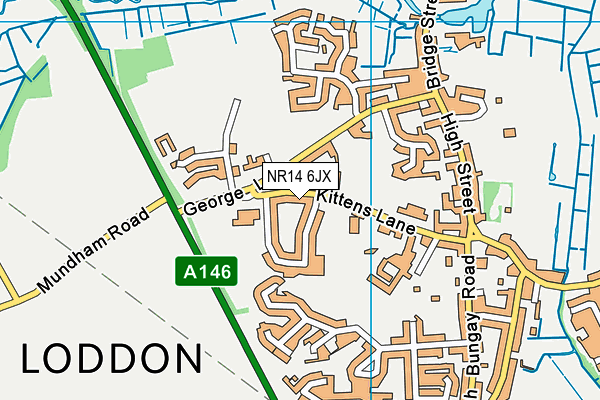 Loddon Junior School map (NR14 6JX) - OS VectorMap District (Ordnance Survey)