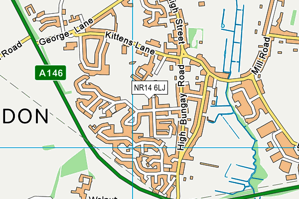 NR14 6LJ map - OS VectorMap District (Ordnance Survey)