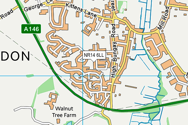 NR14 6LL map - OS VectorMap District (Ordnance Survey)