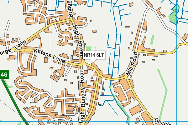 NR14 6LT map - OS VectorMap District (Ordnance Survey)