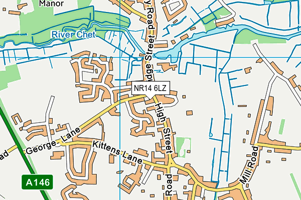 NR14 6LZ map - OS VectorMap District (Ordnance Survey)