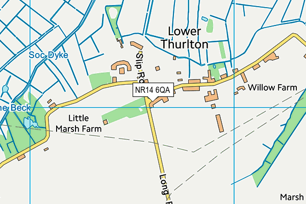 NR14 6QA map - OS VectorMap District (Ordnance Survey)