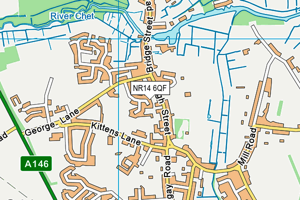 NR14 6QF map - OS VectorMap District (Ordnance Survey)