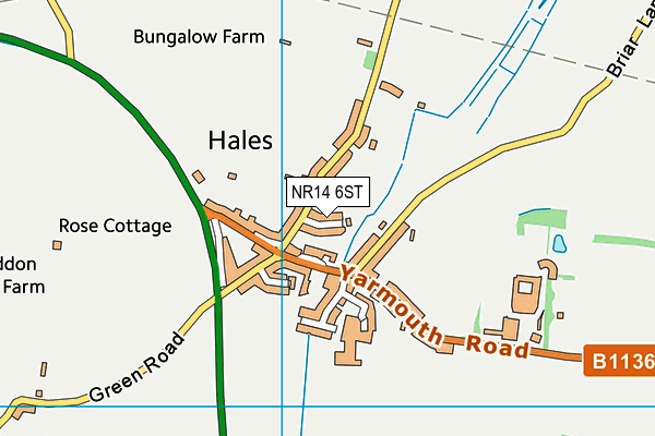 NR14 6ST map - OS VectorMap District (Ordnance Survey)