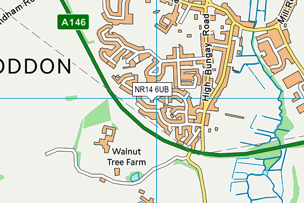 NR14 6UB map - OS VectorMap District (Ordnance Survey)