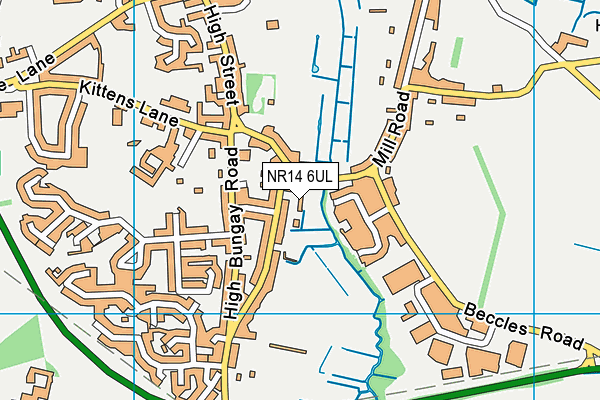 NR14 6UL map - OS VectorMap District (Ordnance Survey)