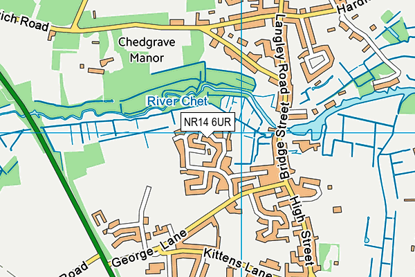 NR14 6UR map - OS VectorMap District (Ordnance Survey)