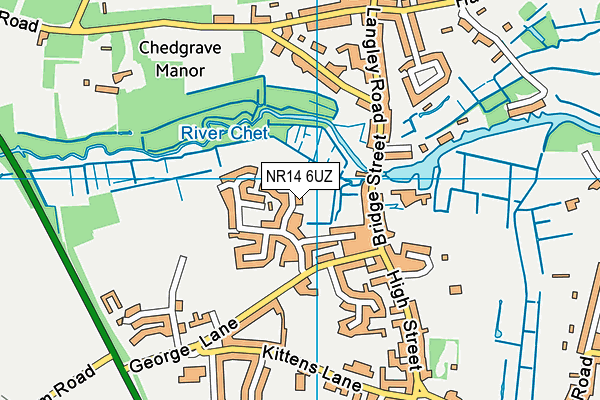 NR14 6UZ map - OS VectorMap District (Ordnance Survey)