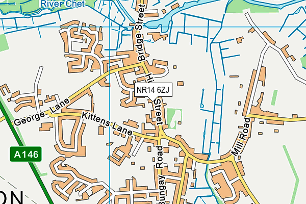 NR14 6ZJ map - OS VectorMap District (Ordnance Survey)